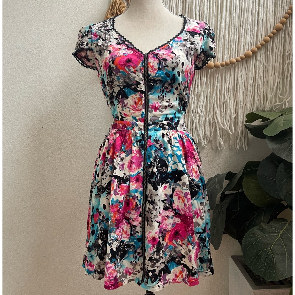 Material girl floral dress with side cutouts